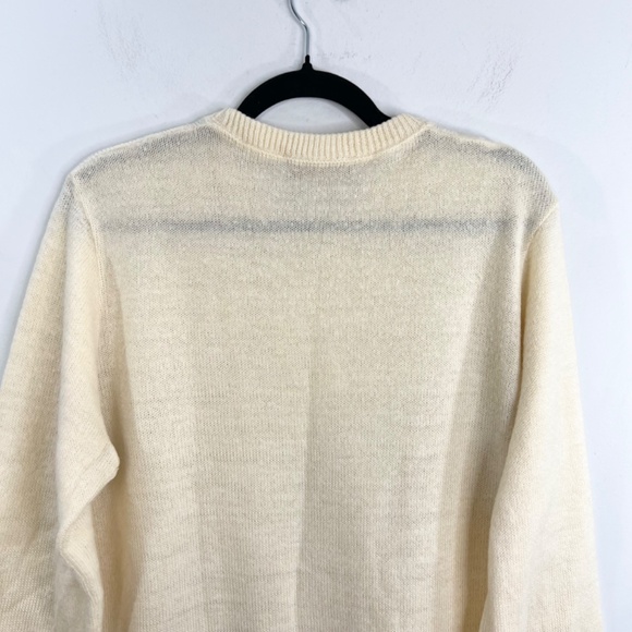 Vintage 80s cream mohair blend crew neck pullover sweater XL - Picture 7 of 11